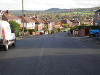 Completed road recycling with tarmac